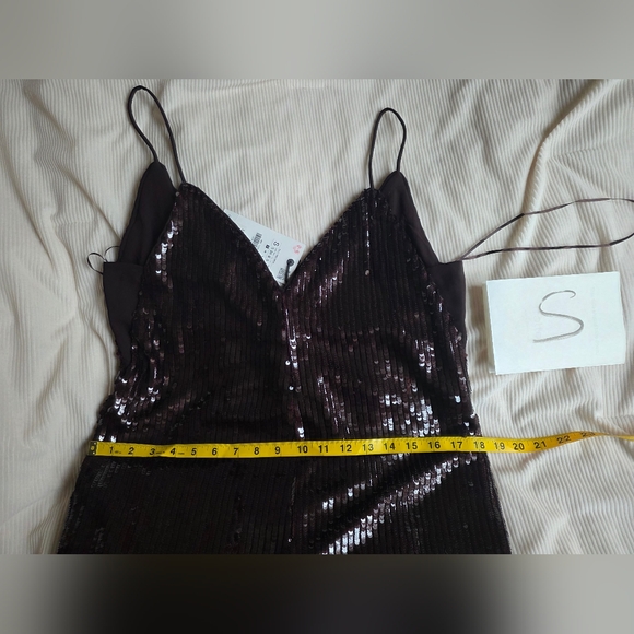 Zara Zw Collection Balloon Sequin Jumpuit Limited Edition Sz S Brown Nwt - Picture 7 of 15